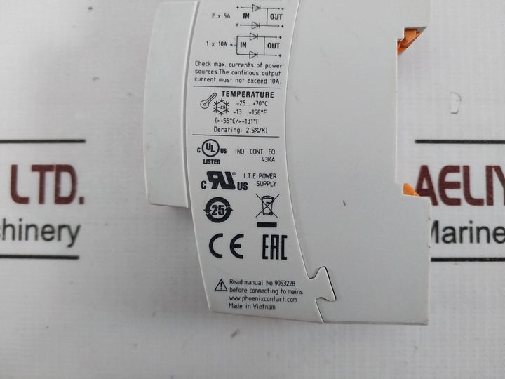 Phoenix Contact Step-diode/5-24Dc/2X5/1X10 Redundancy Module 2868606
