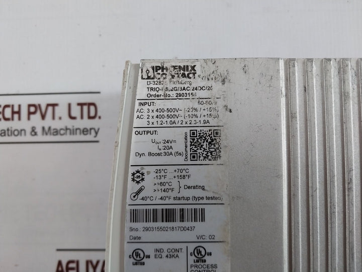 Phoenix Contact Trio-ps-2G/3Ac/24Dc/20 Power Supply Unit 50-60Hz