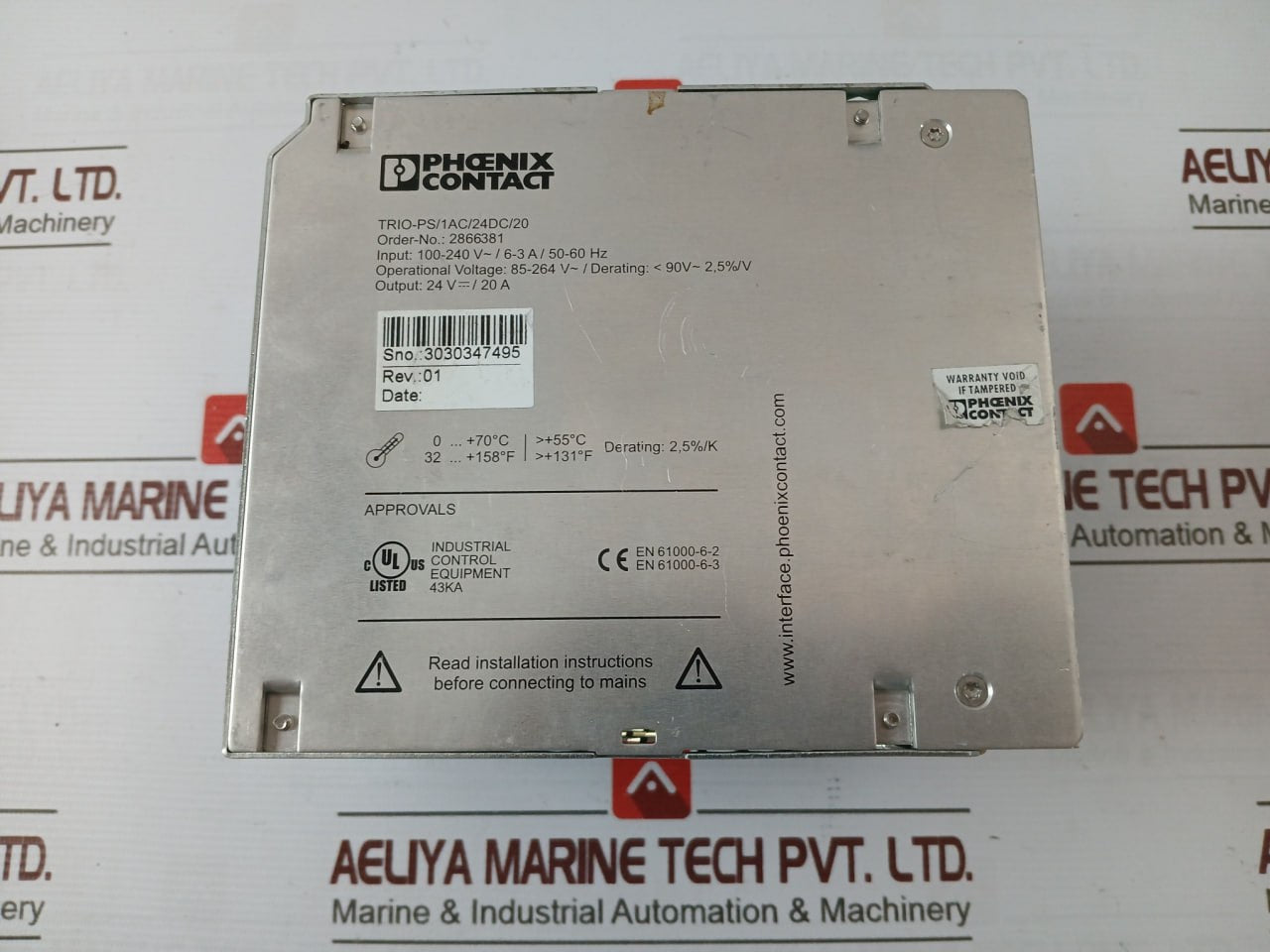 Phoenix Contact Trio-ps/1Ac/24Dc/20 Power Supply Unit 24V/20A 100-240V/6-3A