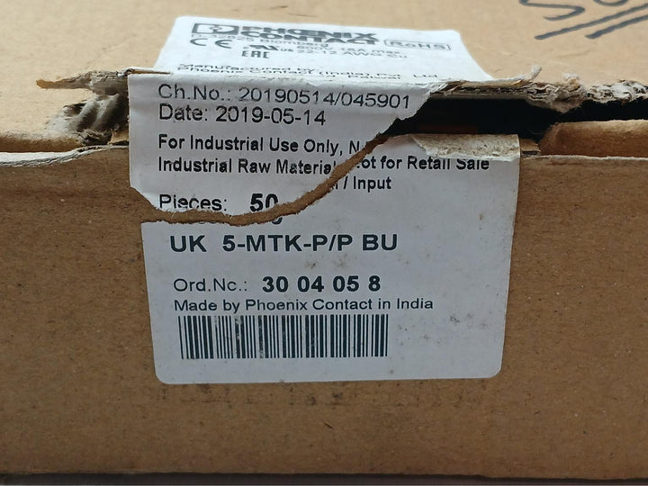 Uk 5-mtk-p/P Bu Disconnect Terminal Block Phoenix Contact 1 Box (50 Pcs)