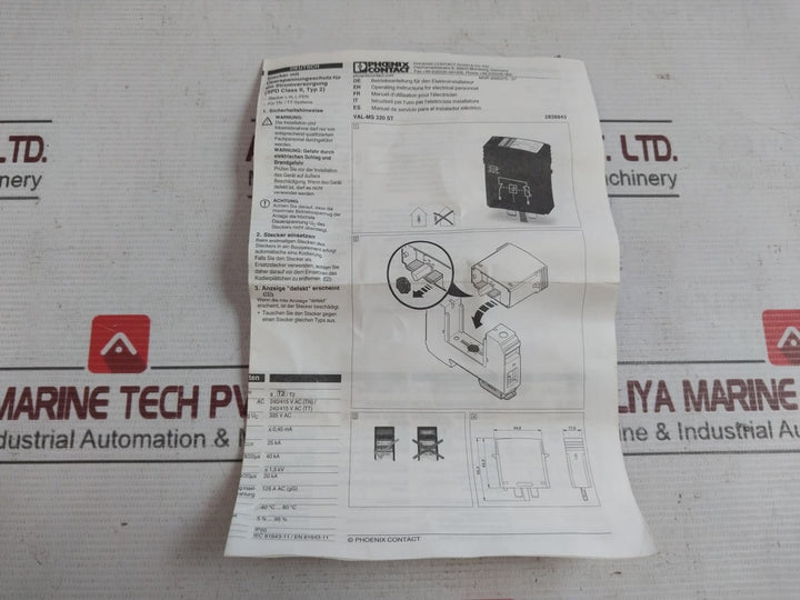 Phoenix Contact Val-ms 320 St Surge Protection Plug 335Vac 40Ka 1,5Kv 20Ka