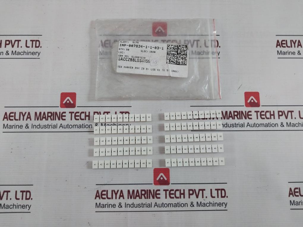 Phoenix Contact Zb 8,Lgs:Fortl.Zahlen 41-50 Marker For Terminal Block Packet
