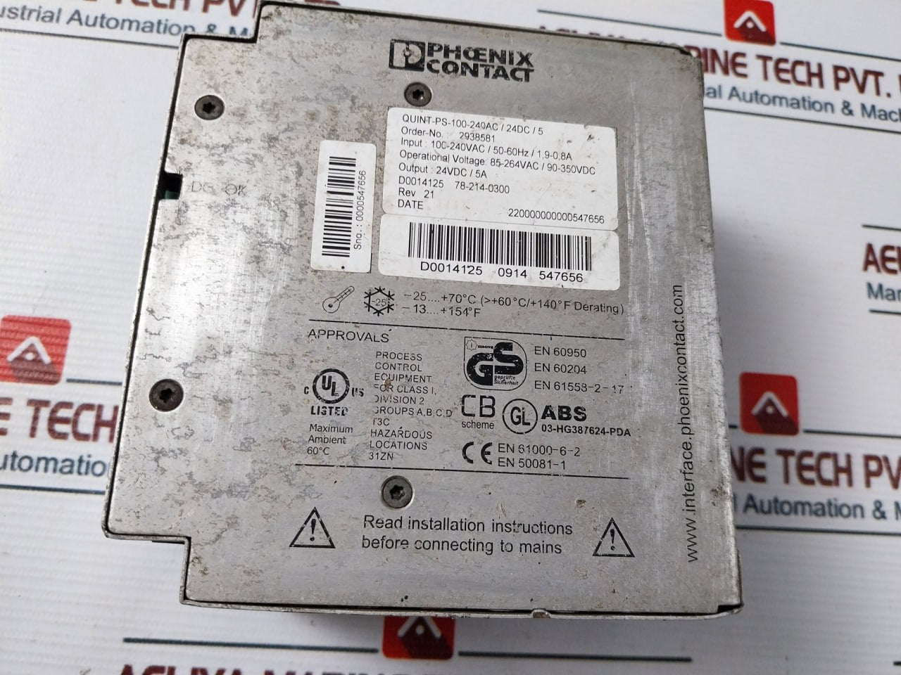 Phoenix Contact Quint-ps-100-240Ac/24Dc/5 Quint Power Supply 90-350Vdc