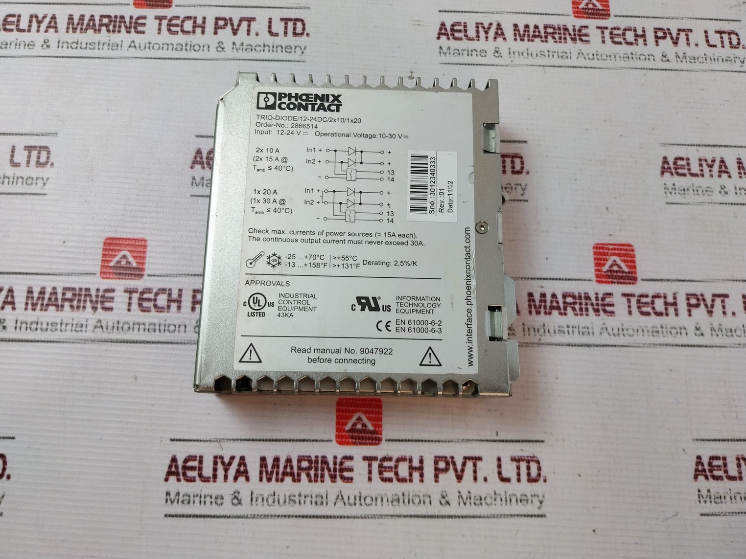 Phoenix Contact Trio-diode/12-24Dc/2X10/1X20 Redundancy Module 12-24V Dc 20A