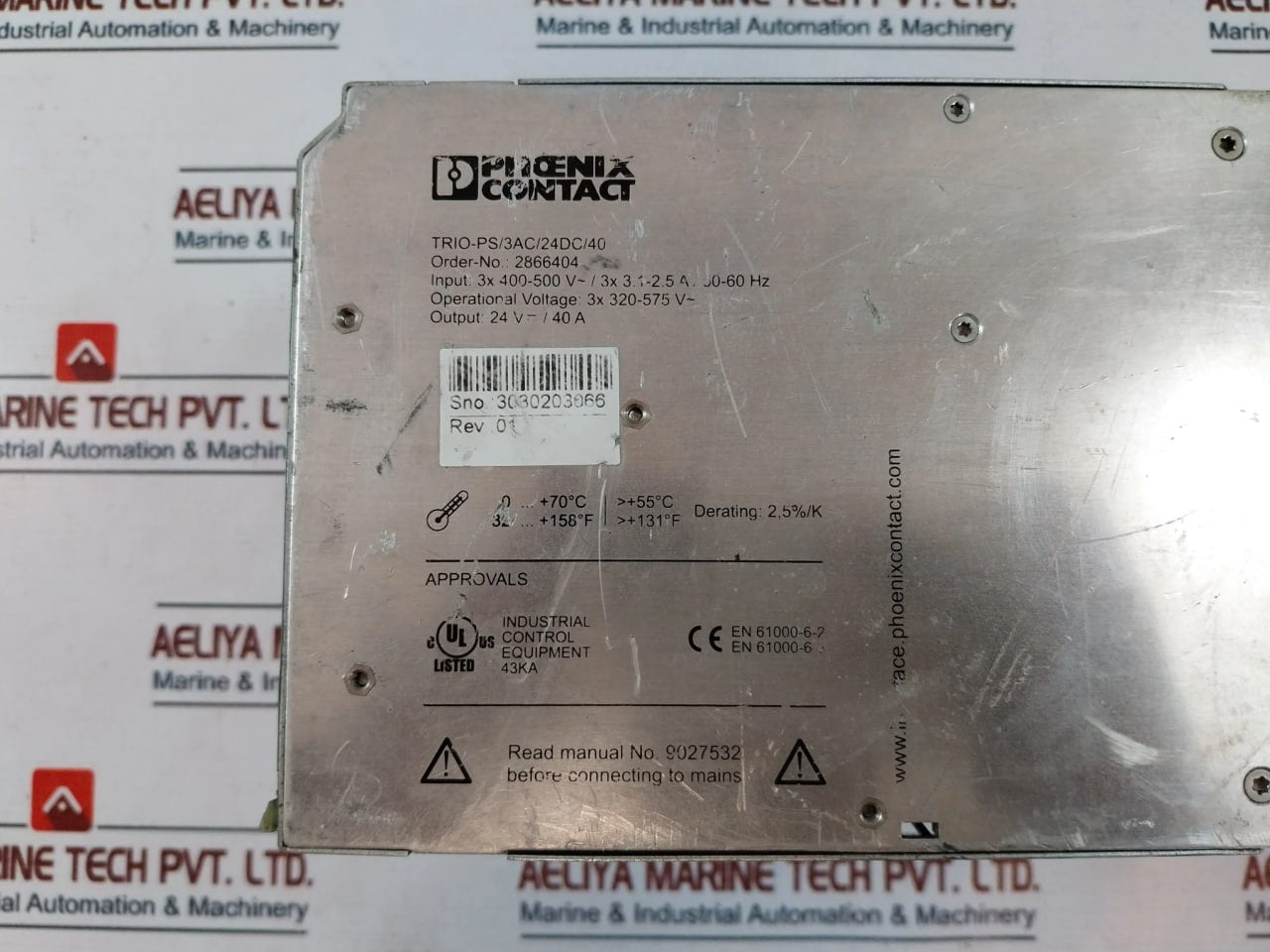 Phoenix Contact Trio-ps/3Ac/24Dc/40 Power Supply Unit 3X 400-500V~/3X 3.1-2.5A