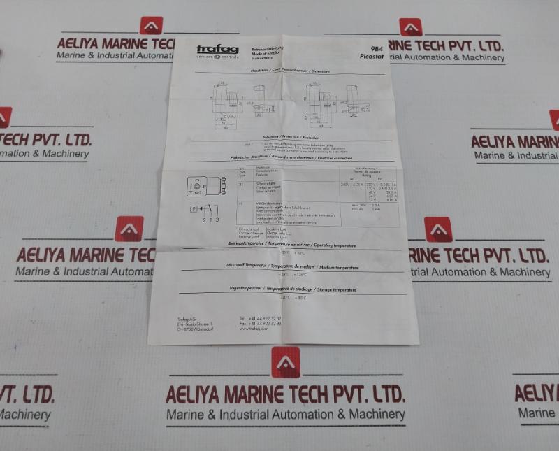 Picostat Pressure Switch 12 Bar/1.2 Mpa Trafag 9B4.3377