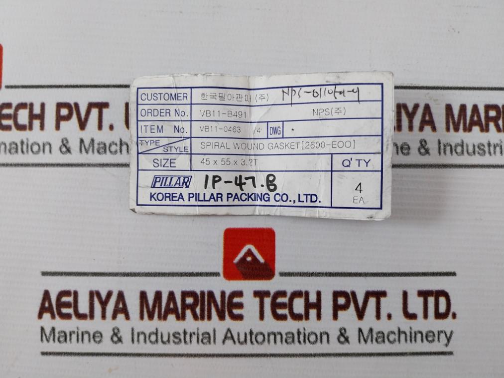 Pillar Spiral Wound Gasket Vb11-b491 45X55X3.2T