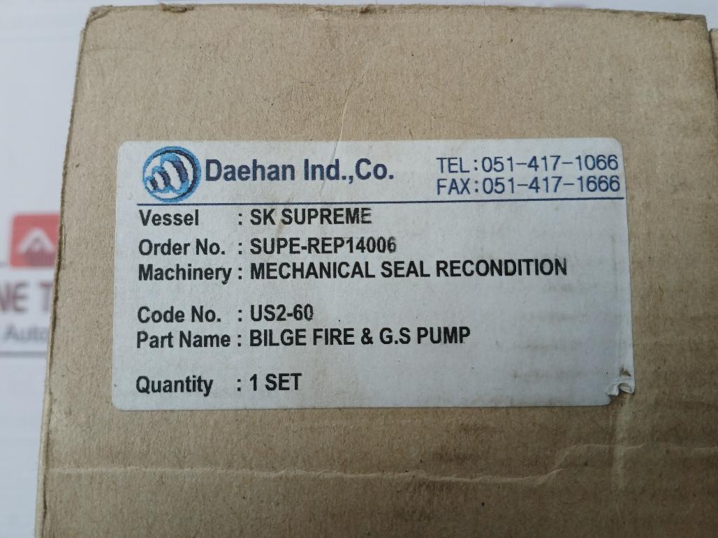Pillar Us-2-60 Mechanical Seal For Bilge Fire & G.S Pump Rvp 200-2Ms G 1105