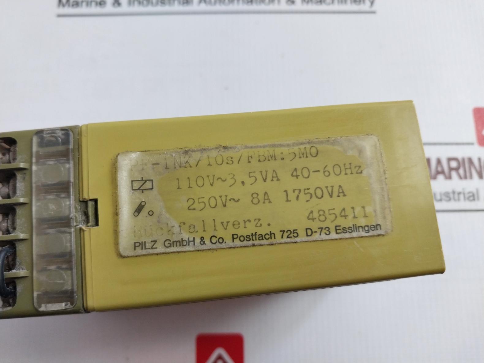 Pilz Pf-1Nk Safety Relay 110V 3-5Va 40-60Hz 0.04-10S