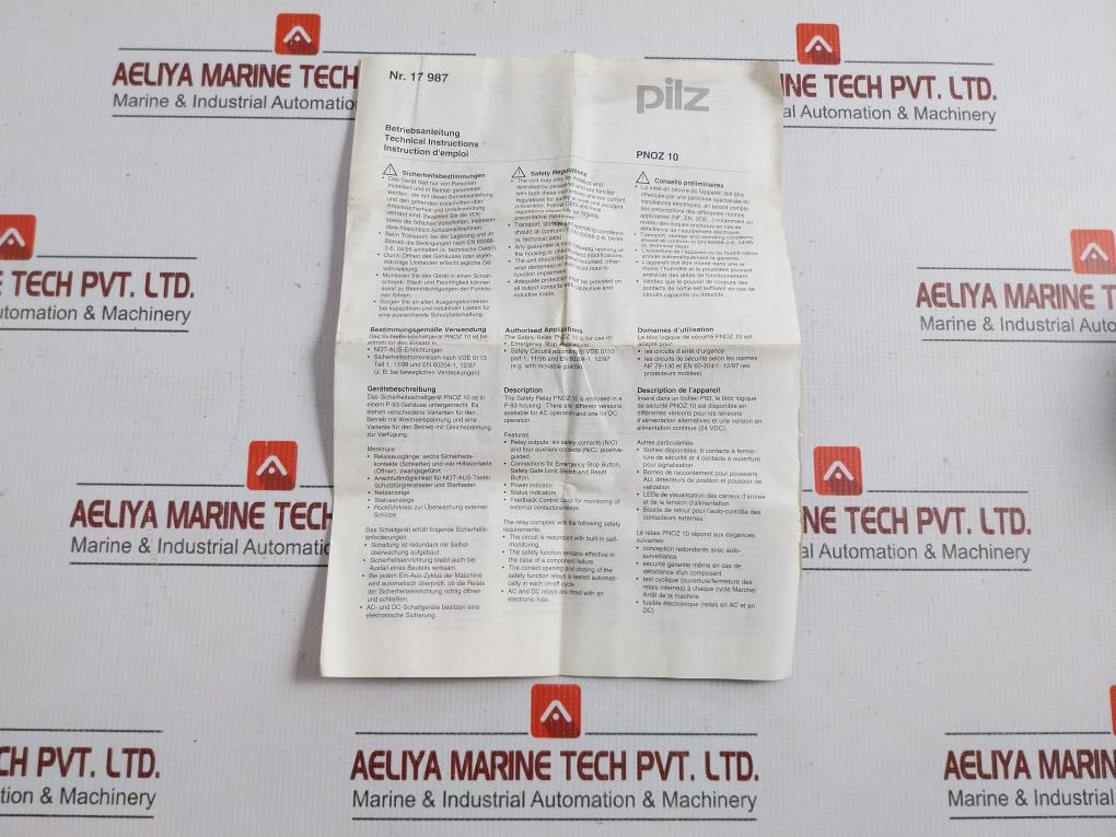 Pnoz 10 Safety Relay Pilz 24Vdc 6N/O 4N/C