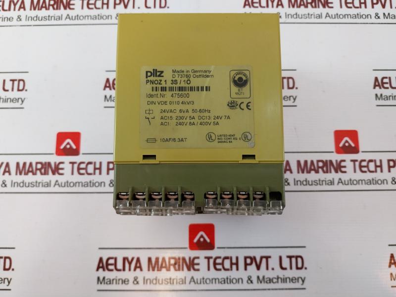 Pilz Pnoz 1 3s/1o Safety Relay 24vac 6va 50-60hz, 240v 8a/400v 5a 475600