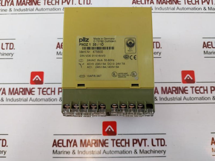 Pilz Pnoz 1 3S/1O Safety Relay 24Vac 6Va 50-60Hz, 240V 8A/400V 5A 475600