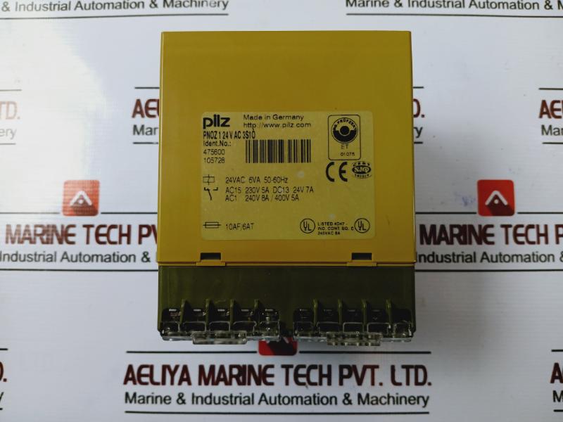 Pilz Pnoz 1 475600105728 Safety Relay 24vac 6va 50-60hz 8a