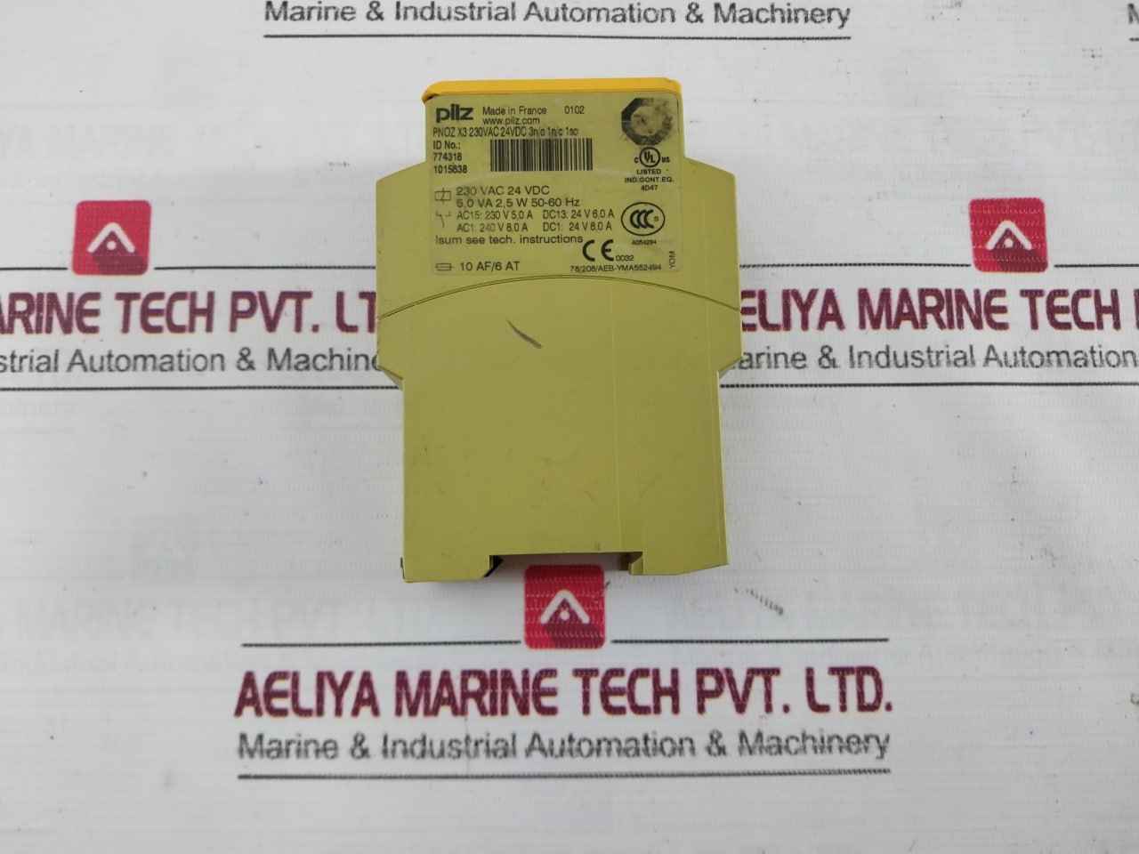 Pilz Pnoz X3 230Vac 24Vdc 3N/O 1N/C 1So Safety Relay 24V 6.0A 19968