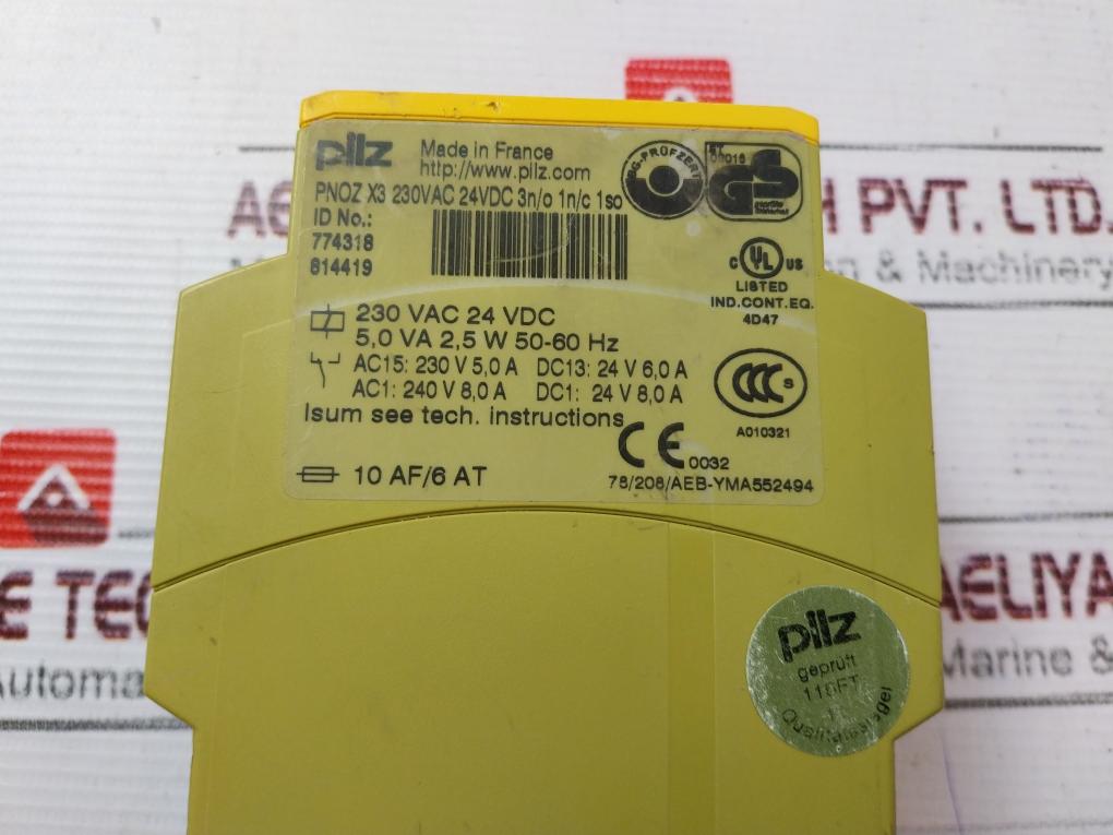 Pilz Pnoz X3 230Vac 24Vdc Safety Relay 774318 50-60Hz