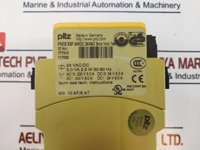 Pilz Pnoz X3P Safety Relay 24Vdc 3N/O 1N/C 1So