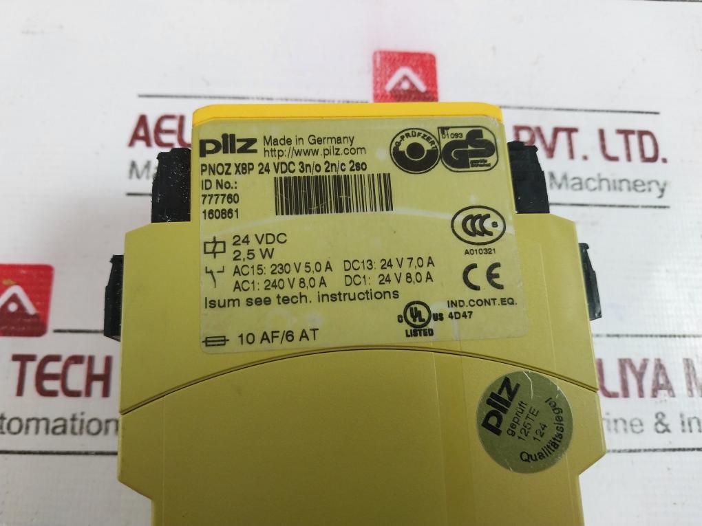 Pilz Pnoz X8p Safety Relay 24vdc 3n/o 2n/c 2so 230v Ac 5a