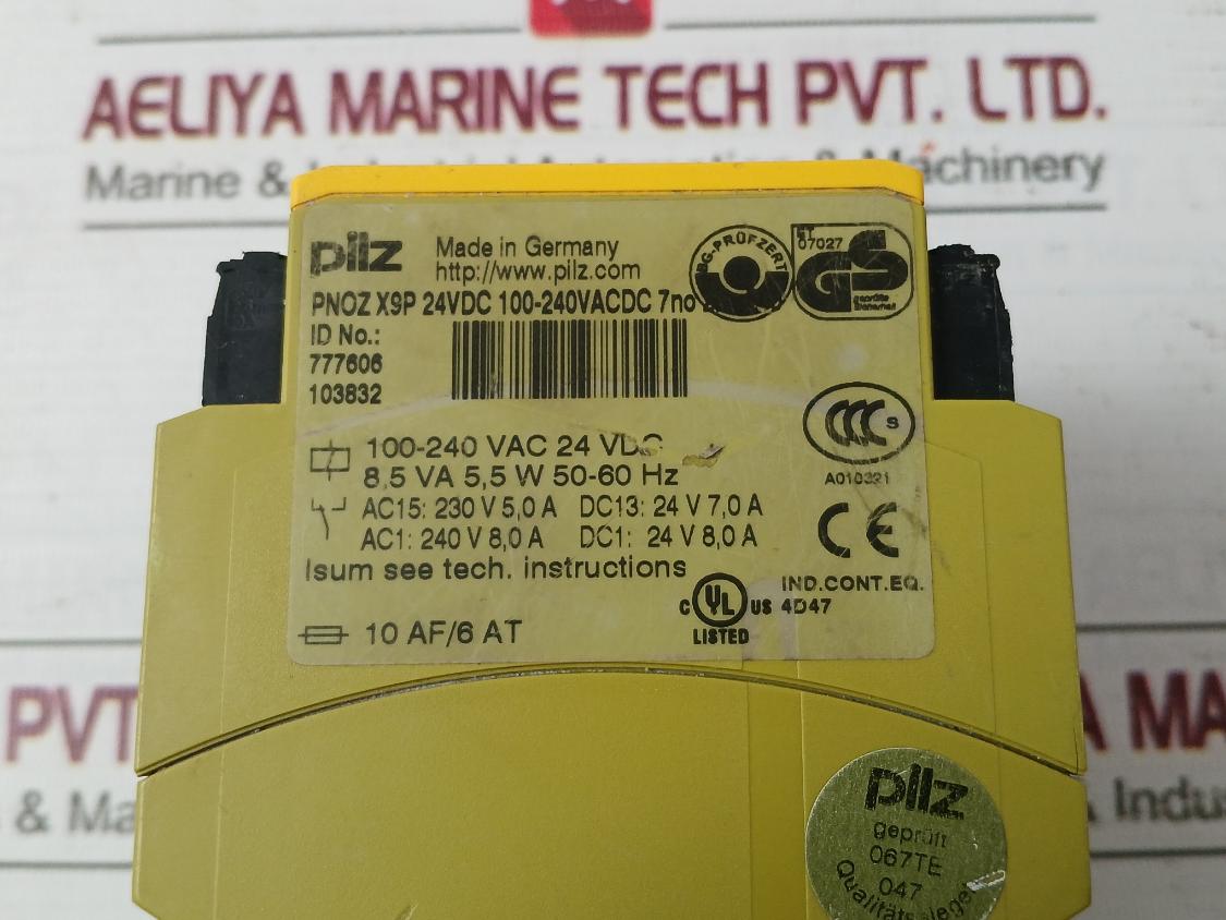 Pilz Pnoz X9P 24Vdc 100-240Vacdc 7No Safety Relay 8,5Va 5,5W 50-60Hz 230V 5,0A