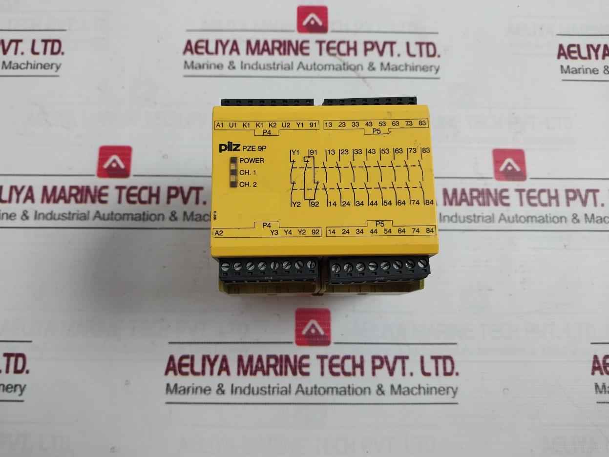 Pilz Pze 9P 24Vacdc 8N/O 1N/C Safety Relay 24Vac/Dc 3Va/3W 50-60Hz