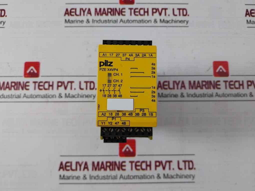 Pilz Pze X4Vp4 24Vdc 4N/O Safety Relay 24Vdc 2W 17257 24V 4A