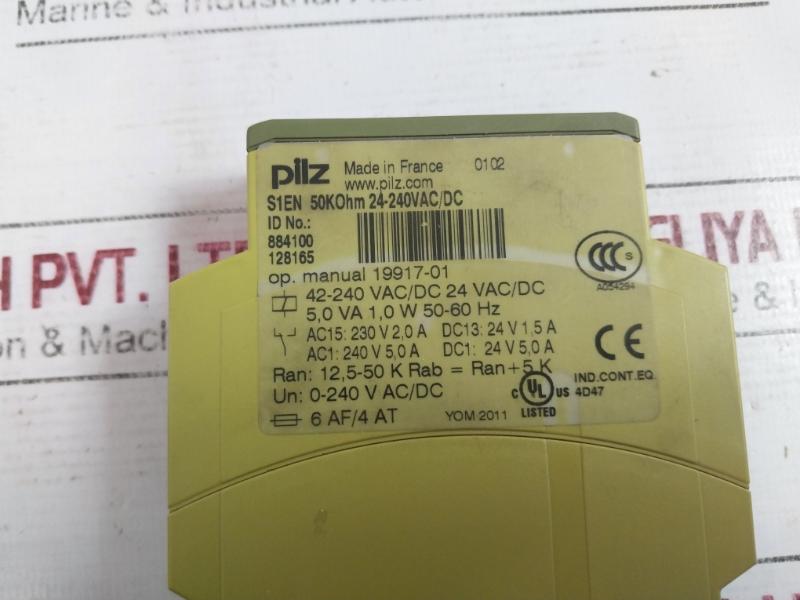 Pilz S1En Monitoring Unit Safety Relay 24-240Vac/Dc 884100128165 50-60Hz A054294
