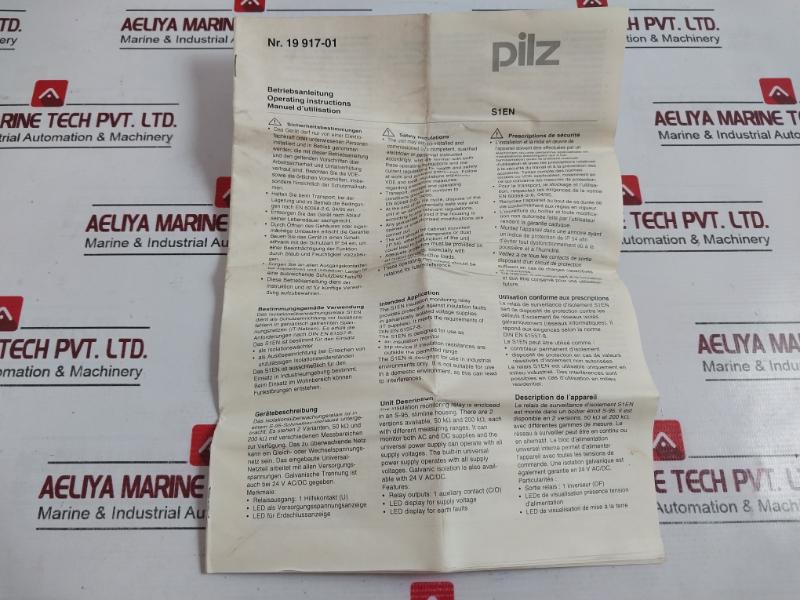Pilz S1En Monitoring Unit Safety Relay 24-240Vac/Dc 884100128165 50-60Hz A054294