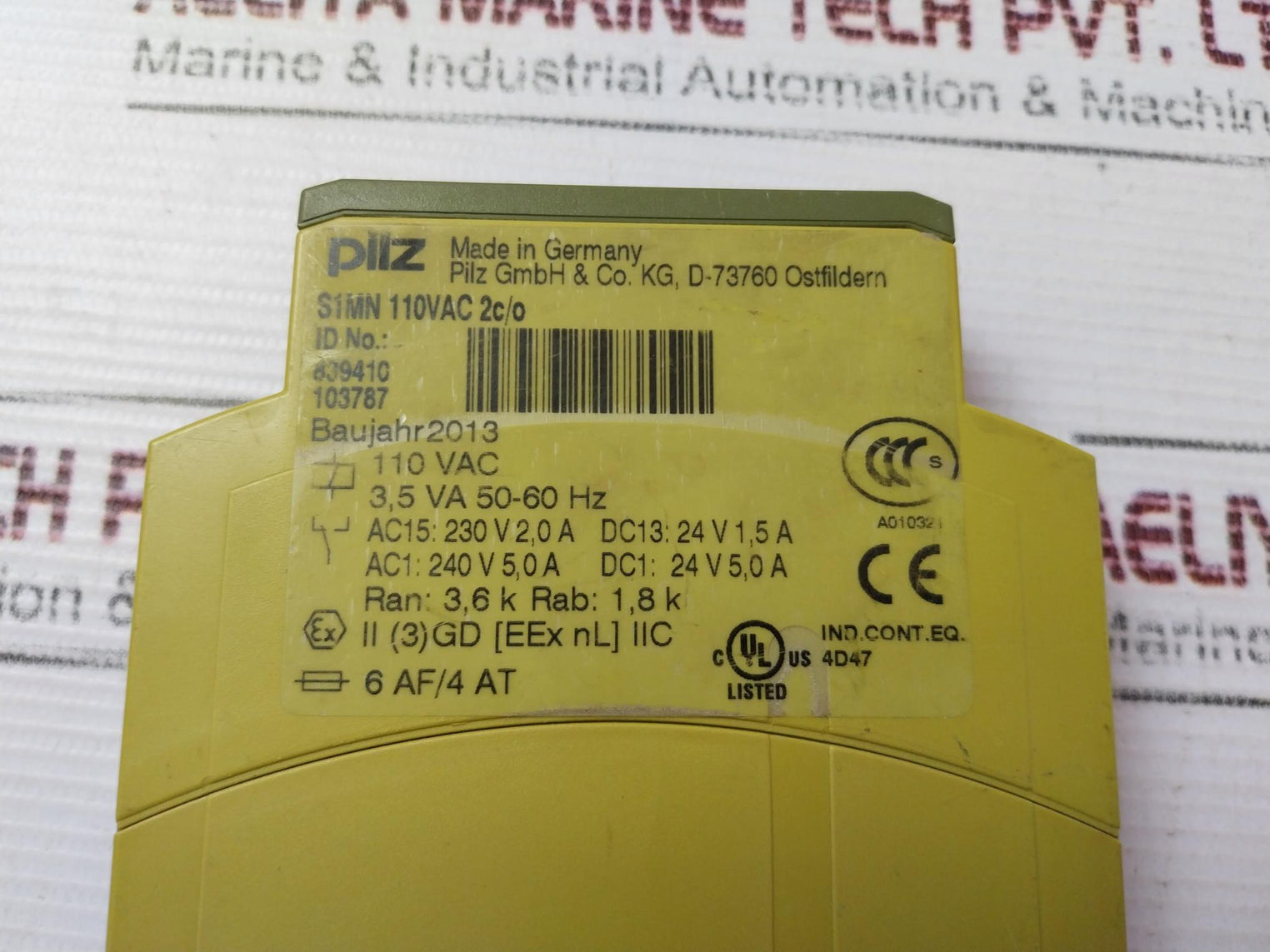 Pilz S1Mn 110Vac 2C/O Thermistor Monitoring Relay 110 Vac 3,5 Va 50-60Hz