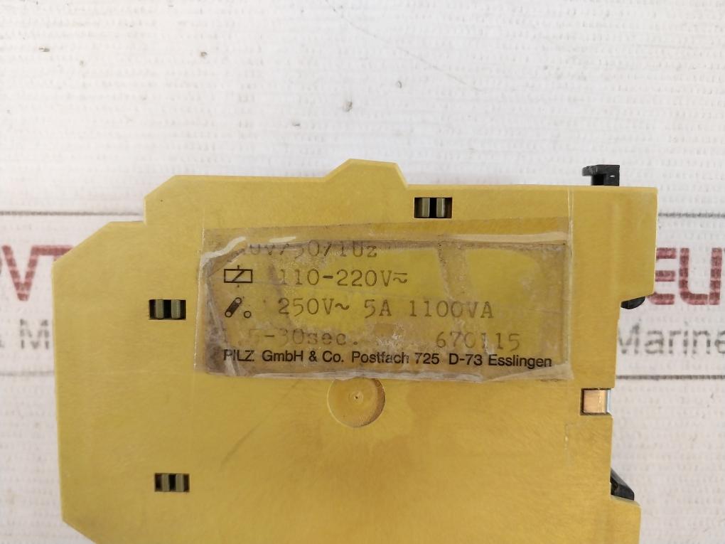 Pilz Zauv/30/1Uz Safety Relay 250V- 5A 1100Va 1,5-30 Sec 670115