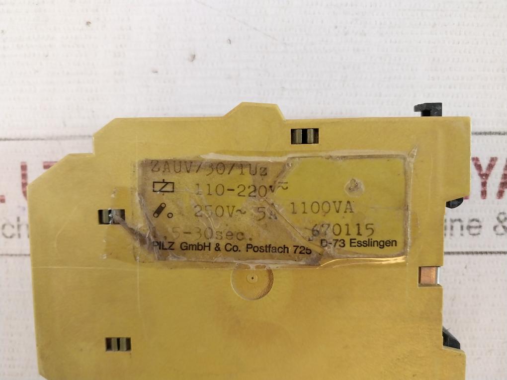 Pilz Zauv/30/1Uz Safety Relay 250V- 5A 1100Va 1,5-30 Sec 670115