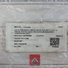 Pimatic 5124-45-2b Pneumatic Valve 24vdc 12bar In-line Venttilli 5/2