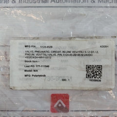 Pimatic 5124-45-2b Pneumatic Valve 24vdc 12bar In-line Venttilli 5/2