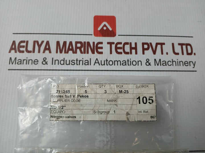 Spares Ball Valve Pip-0235.005 Brnd Pekos