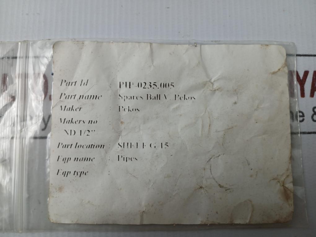 Spares Ball Valve Pip-0235.005 Brnd Pekos