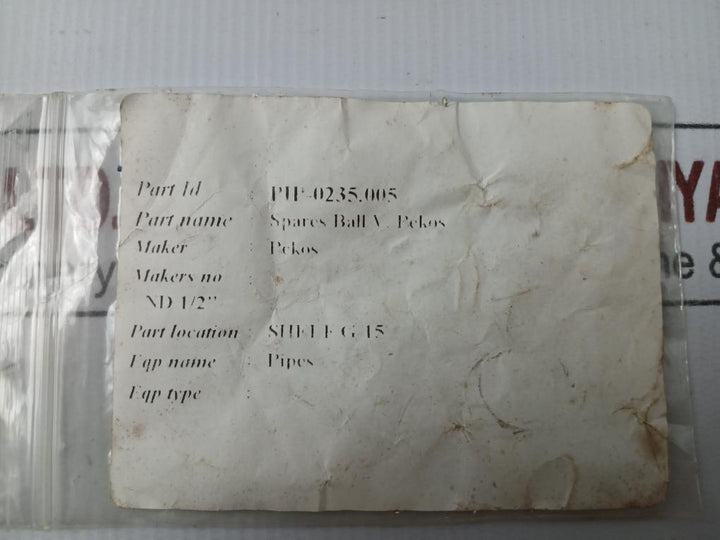 Spares Ball Valve Pip-0235.005 Brnd Pekos