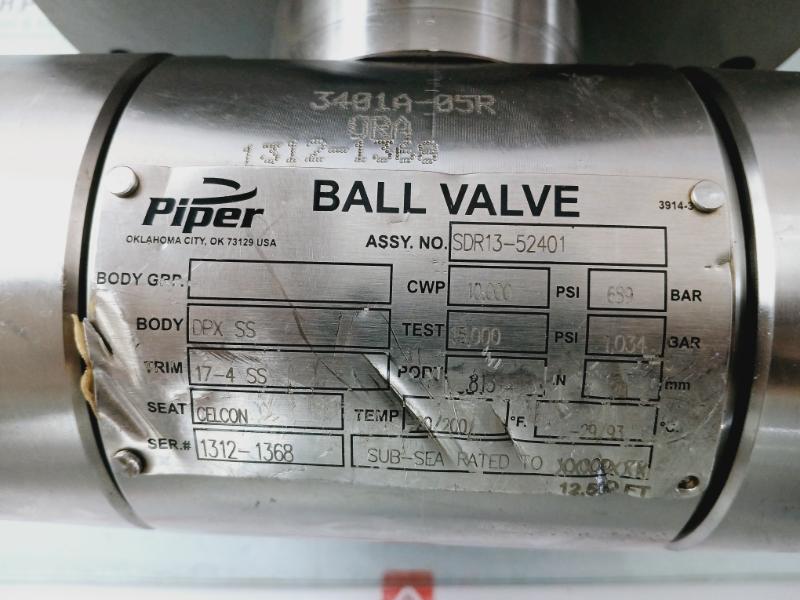 Piper Sdr13-52401 Oceaneering Ball Valve Assembly Dpx Ss Body