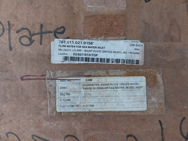 Platon Cd031272 Shunt-plate Orifice Model Range Flowmeter Set 50-250M3/Hr
