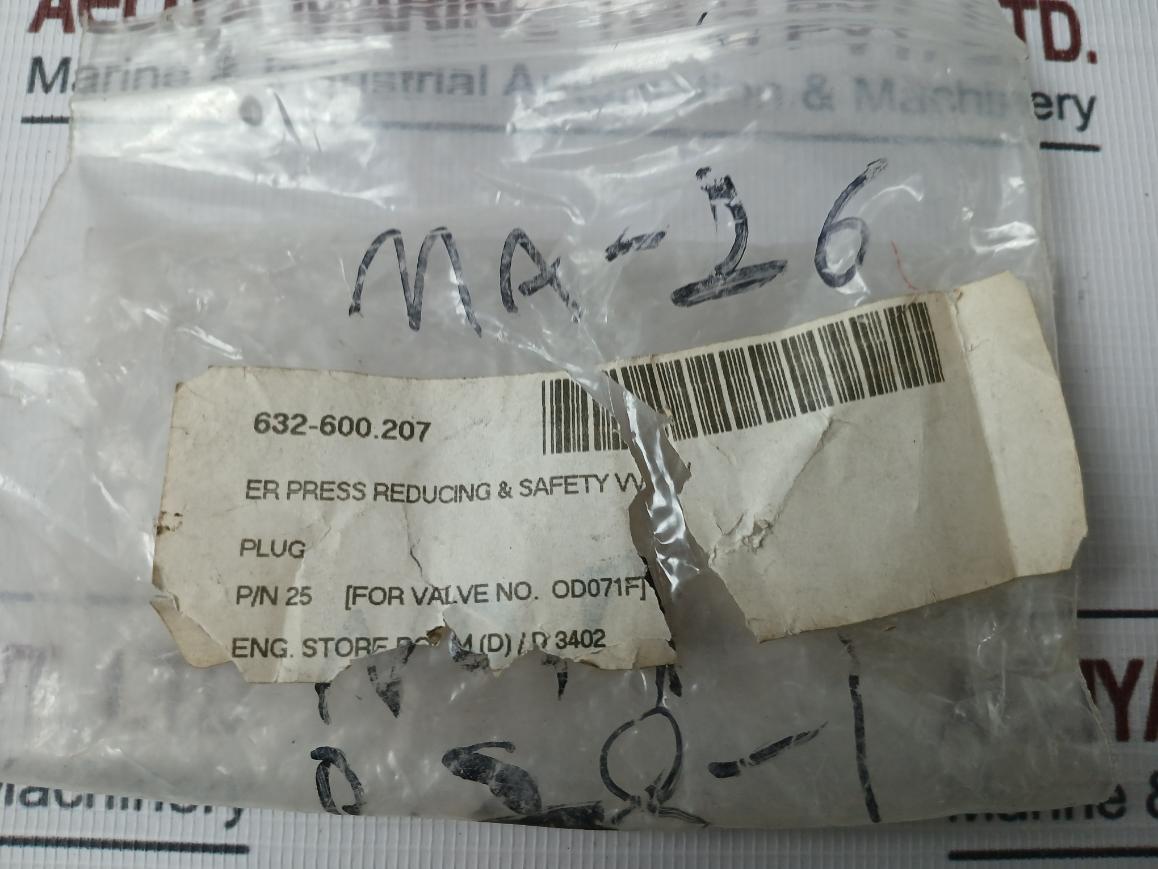 Plug For Er Pressure Reducing & Safety Valve Od071F, 25, Ma-26