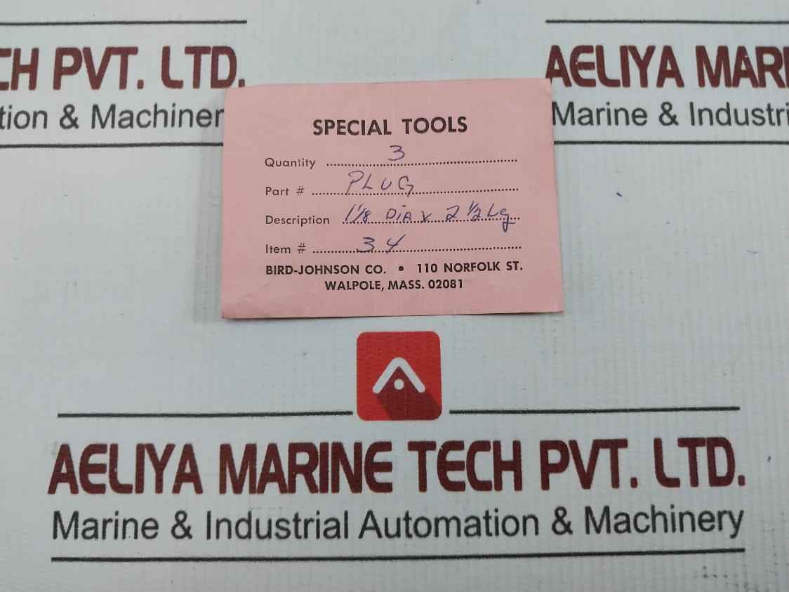 Plug For Install Of Hub Support Plate Bird-johnson