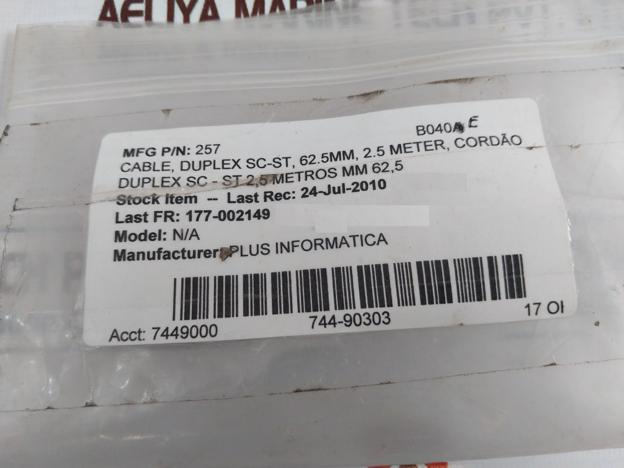 Plus Informatica Metrocable COA-MM-DP Fiber Optic Cable Duplex SC-ST, 2.5 Meter