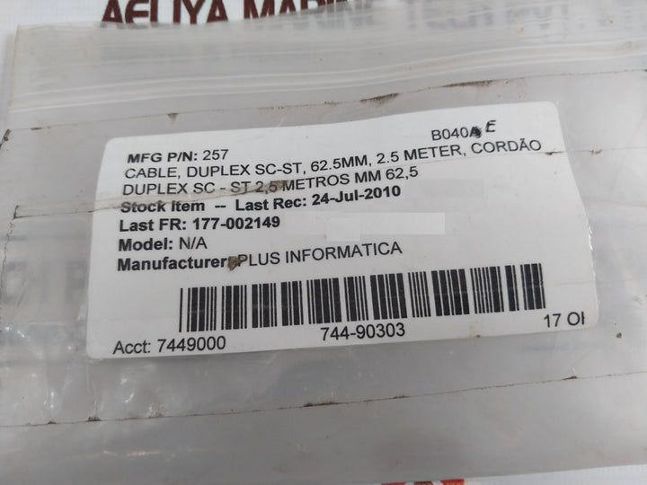 Plus Informatica Metrocable COA-MM-DP Fiber Optic Cable Duplex SC-ST, 2.5 Meter
