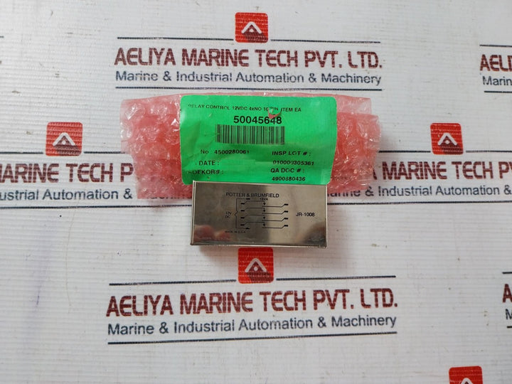 Potter & Brumfield Jr-1008 Control Relay 12Vdc 4Xno 10 Pin