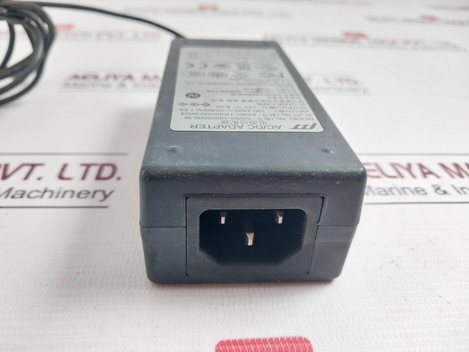 Power-tek Sw60-12005000-w Ac/Dc Adapter Power Supply 100–240V 50/60Hz 1.5A