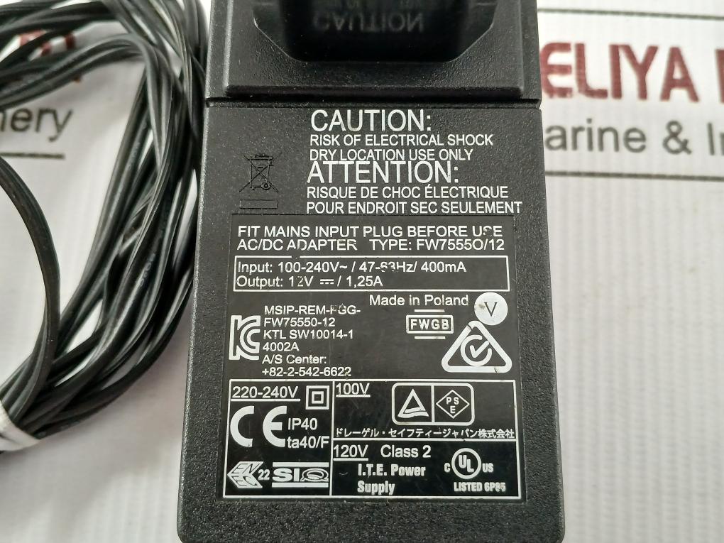 Power Adapter 47–63 Hz 100–240 Vac Part No Fw7555O/12 8315635 Friwo