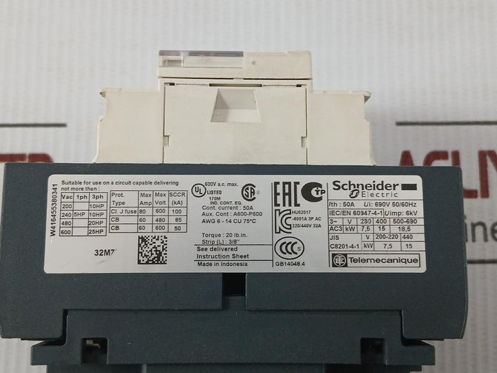 Power Contactor Lc1 D32 Schneider Electric 220V 50/60Hz