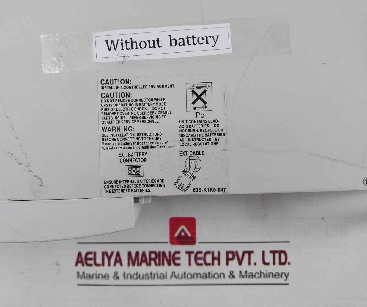Powercom 63S-k1K0-047 Battery Pack Ac 100-120V 50/60Hz (Without Battery)