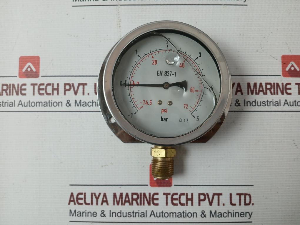 Pr11003 Compound Air Oil Gas Pressure Gauge Glycerine Oil Filled -14.5 To 72 Psi
