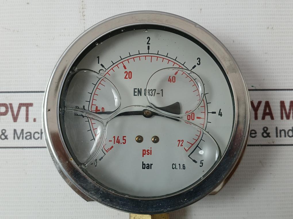Pr11003 Compound Air Oil Gas Pressure Gauge Glycerine Oil Filled -14.5 To 72 Psi