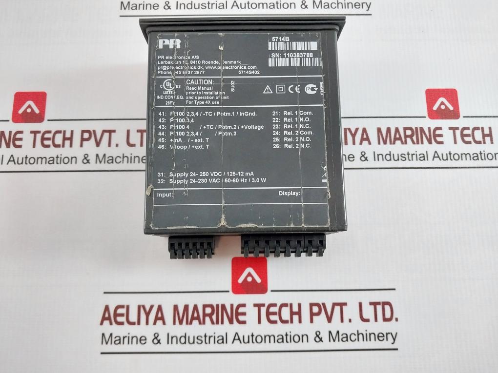 Pr Electronics 5714B Programmable Led Indicator 5714S402, 4X, 24-250Vdc/125-12Ma
