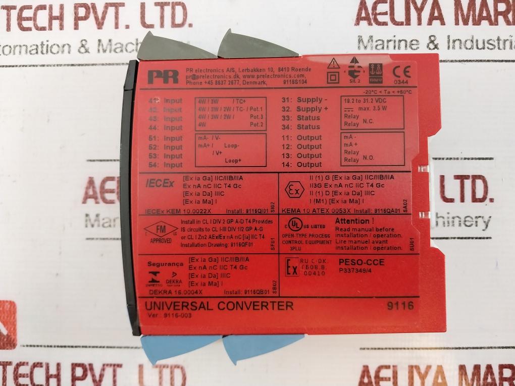 Pr Electronics 9116B Universal Converter 9116B1 19.2 To 31.2 Vdc