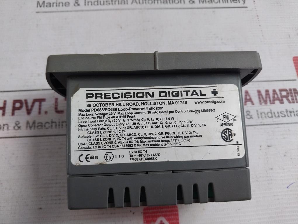 Precision Digital Pd688-0K0 Loop Powered Meter 4-20Ma 120 Mw